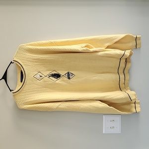 Vintage Yellow Pinnacle Golf Donegal Knit Sweater sz XXL stitching 100% cotton